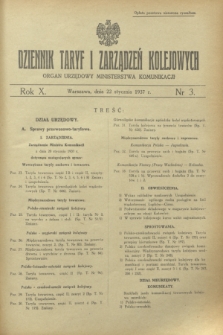 Dziennik Taryf i Zarządzeń Kolejowych : organ urzędowy Ministerstwa Komunikacji. R.10, nr 3 (22 stycznia 1937)