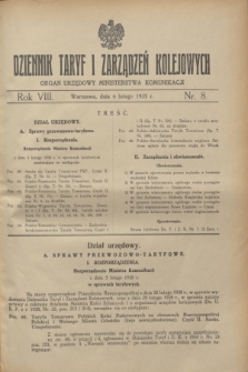 Dziennik Taryf i Zarządzeń Kolejowych : organ urzędowy Ministerstwa Komunikacji. R.8, nr 8 (6 lutego 1935)