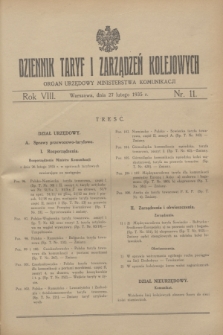 Dziennik Taryf i Zarządzeń Kolejowych : organ urzędowy Ministerstwa Komunikacji. R.8, nr 11 (27 lutego 1935)