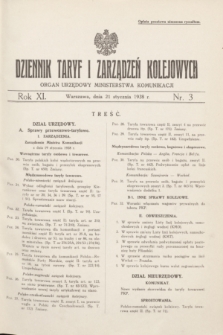 Dziennik Taryf i Zarządzeń Kolejowych : organ urzędowy Ministerstwa Komunikacji. R.11, nr 3 (21 stycznia 1938)