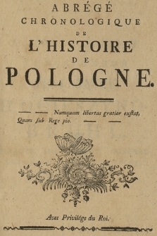 Abrégé Chronologique De L'Histoire De Pologne