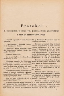 [Kadencja VII, sesja VI, pos. 3] Protokół 3. Posiedzenia, 6. Sesyi, VII. Peryodu Sejmu Galicyjskiego