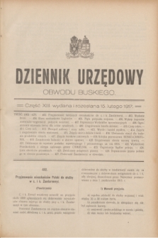 Dziennik Urzędowy Obwodu Buskiego. 1917, cz. 13 (15 lutego)