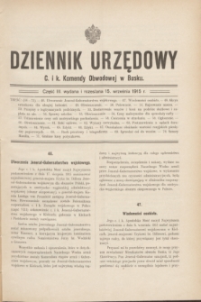 Dziennik Urzędowy C. i k. Komendy Obwodowej w Busku. 1915, cz. 3 (15 września)