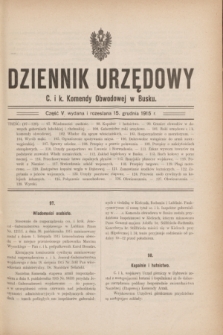 Dziennik Urzędowy C. i k. Komendy Obwodowej w Busku. 1915, cz. 5 (15 grudnia)