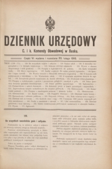 Dziennik Urzędowy C. i k. Komendy Obwodowej w Busku. 1916, cz. 6 (20 lutego)