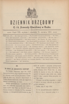 Dziennik Urzędowy C. i k. Komendy Obwodowej w Busku. 1916, cz. 8 (25 czerwca)