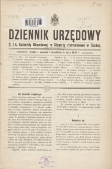 Dziennik Urzędowy C. i k. Komendy Obwodowej w Stopnicy (tymczasowo w Busku). 1915, cz. 1 (lipiec)