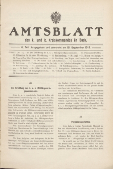 Amtsblatt des k. u. k. Kreiskommandos in Busk. 1915, Teil 3 (15 September)