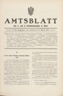 Amtsblatt des k. u. k. Kreiskommandos in Busk. 1915, Teil 4 (15 Oktober)