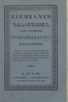 Ziemianin Galicyjski : pismo poświęcone gospodarstwu krajowemu. T.3, z. 1 (1836)