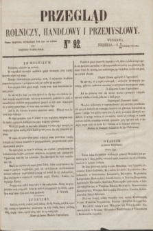 Przegląd Rolniczy, Handlowy i Przemysłowy : pismo bezpłatne, wychodzące dwa razy na tydzień przy Dzienniku Warszawskim. 1853, nr 92 (20 listopada)