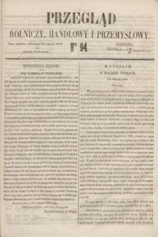 Przegląd Rolniczy, Handlowy i Przemysłowy : pismo bezpłatne, wychodzące dwa razy na tydzień przy Dzienniku Warszawskim. 1853, nr 94 (27 listopada)