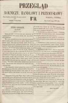 Przegląd Rolniczy, Handlowy i Przemysłowy : pismo bezpłatne, wychodzące dwa razy na tydzień przy Dzienniku Warszawskim. 1855, nr 14 (18 lutego)