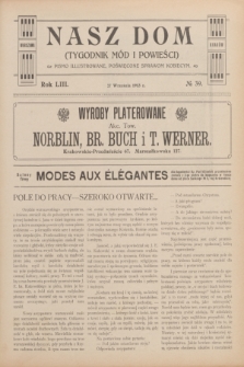 Nasz Dom : tygodnik mód i powieści : pismo illustrowane, poświęcone sprawom kobiecym. R.53, № 39 (27 września 1913)