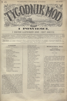 Tygodnik Mód i Powieści : z dodatkiem illustrowanym ubrań i robót kobiecych. 1871, N. 48 (2 grudnia) + dod.