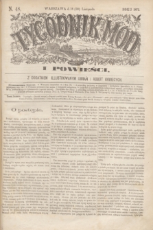 Tygodnik Mód i Powieści : z dodatkiem illustrowanym ubrań i robót kobiecych. 1872, N. 48 (30 listopada) + dod. + wkładka