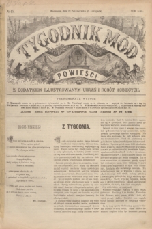 Tygodnik Mód i Powieści : z dodatkiem illustrowanym ubrań i robót kobiecych. 1890, № 45 (8 listopada) + dod.