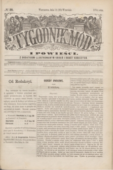 Tygodnik Mód i Powieści : z dodatkiem illustrowanym ubrań i robót kobiecych. 1874, № 39 (26 września) + dod.