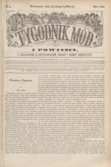 Tygodnik Mód i Powieści : z dodatkiem illustrowanym ubrań i robót kobiecych. 1877, № 9 (3 marca) + dod. + wkładka