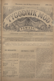 Tygodnik Mód i Powieści : z dodatkiem illustrowanym ubrań i robót kobiecych. 1885, № 23 (6 czerwca) + dod. + wkładka