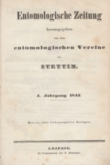 Entomologische Zeitung herausgegeben von dem entomologischen Vereine zu Stettin. Jg.4, No. 1 (Januar 1843)