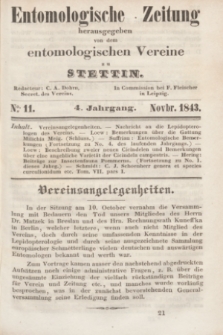 Entomologische Zeitung herausgegeben von dem entomologischen Vereine zu Stettin. Jg.4, No. 11 (November 1843)