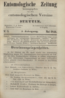 Entomologische Zeitung herausgegeben von dem entomologischen Vereine zu Stettin. Jg.5, No. 5 (Mai 1844)