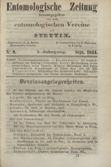 Entomologische Zeitung herausgegeben von dem entomologischen Vereine zu Stettin. Jg.5, No. 9 (September 1844)
