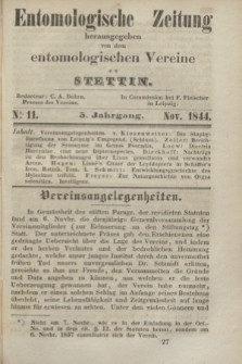 Entomologische Zeitung herausgegeben von dem entomologischen Vereine zu Stettin. Jg.5, No. 11 (November 1844)