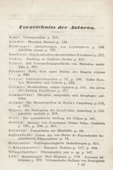 Entomologische Zeitung herausgegeben von dem entomologischen Vereine zu Stettin. Jg.6, Indeks (1845) + wkładka