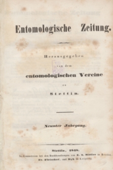 Entomologische Zeitung herausgegeben von dem entomologischen Vereine zu Stettin. Jg.9, No. 1 (Januar 1848)