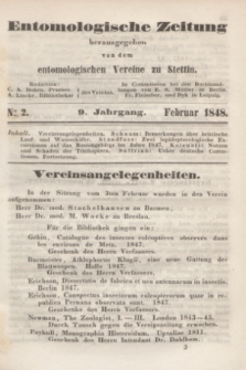 Entomologische Zeitung herausgegeben von dem entomologischen Vereine zu Stettin. Jg.9, No. 2 (Februar 1848)