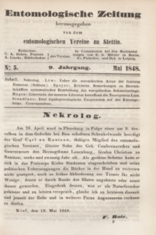 Entomologische Zeitung herausgegeben von dem entomologischen Vereine zu Stettin. Jg.9, No. 5 (Mai 1848)