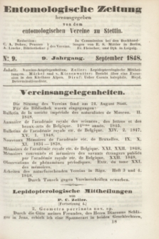 Entomologische Zeitung herausgegeben von dem entomologischen Vereine zu Stettin. Jg.9, No. 9 (September 1848)