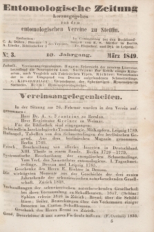 Entomologische Zeitung herausgegeben von dem entomologischen Vereine zu Stettin. Jg.10, No. 3 (März 1849)