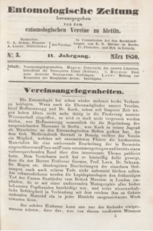 Entomologische Zeitung herausgegeben von dem entomologischen Vereine zu Stettin. Jg.11, No. 3 (März 1850)