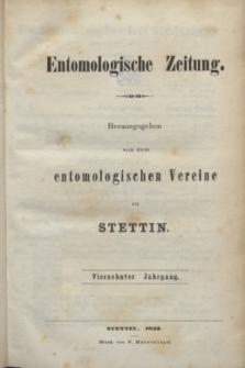Entomologische Zeitung herausgegeben von dem entomologischen Vereine zu Stettin. Jg.14, No. 1 (Januar 1853)