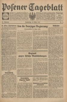Posener Tageblatt. Jg.72, Nr. 74 (30 März 1933) + dod.
