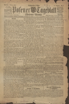 Posener Tageblatt (Posener Warte). Jg.61, Nr. 1 (1 Januar 1922) + dod.