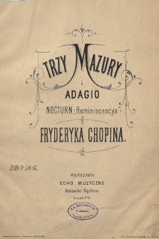 Trzy mazury i Adagio nokturn reminiscencya