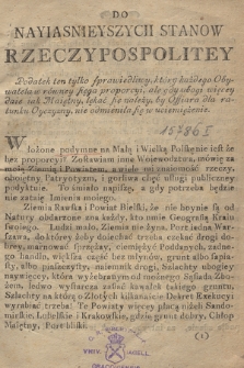 Do Nayiasnieyszych Stanow Rzeczypospolitey : [Inc.:] Podatek ten tylko sprawiedliwy, który każdego Obywatela w równey sięga proporcyi [...]. [Dat.:] w Rawie 13. Marca 1790. Roku