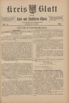 Kreis-Blatt für den Land - und Stadtkreis Thorn. 1918, Nr. 12 (9 Februar)