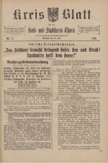 Kreis-Blatt für den Land - und Stadtkreis Thorn. 1918, Nr. 51 (26 Juni) + dod.