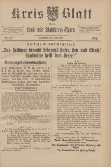 Kreis-Blatt für den Land - und Stadtkreis Thorn. 1918, Nr. 72 (7 September)