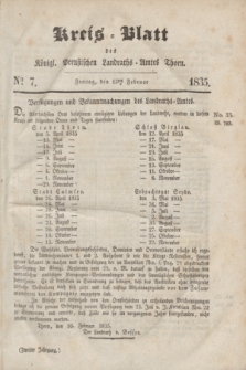 Kreis-Blatt des Königl. Preußischen Landraths-Amtes Thorn. Jg.2, No 7 (13 Februar 1835)