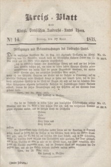 Kreis-Blatt des Königl. Preußischen Landraths-Amtes Thorn. Jg.2, No 14 (3 April 1835)