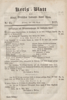 Kreis-Blatt des Königl. Preußischen Landraths-Amtes Thorn. Jg.2, No 15 (10 April 1835)