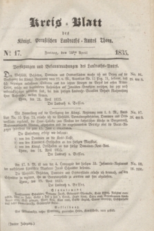 Kreis-Blatt des Königl. Preußischen Landraths-Amtes Thorn. Jg.2, No 17 (24 April 1835)