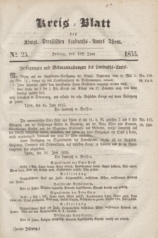 Kreis-Blatt des Königl. Preußischen Landraths-Amtes Thorn. Jg.2, No 25 (19 Juni 1835)